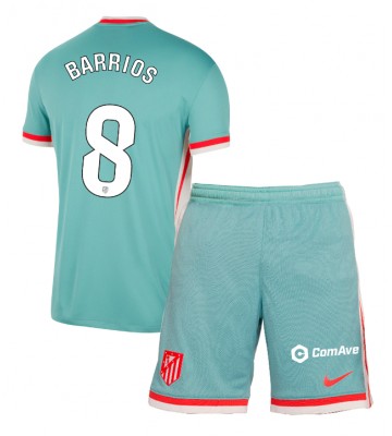 Atletico Madrid Pablo Barrios #8 Segunda Equipación Niños 2024-25 Manga Corta (+ Pantalones cortos)